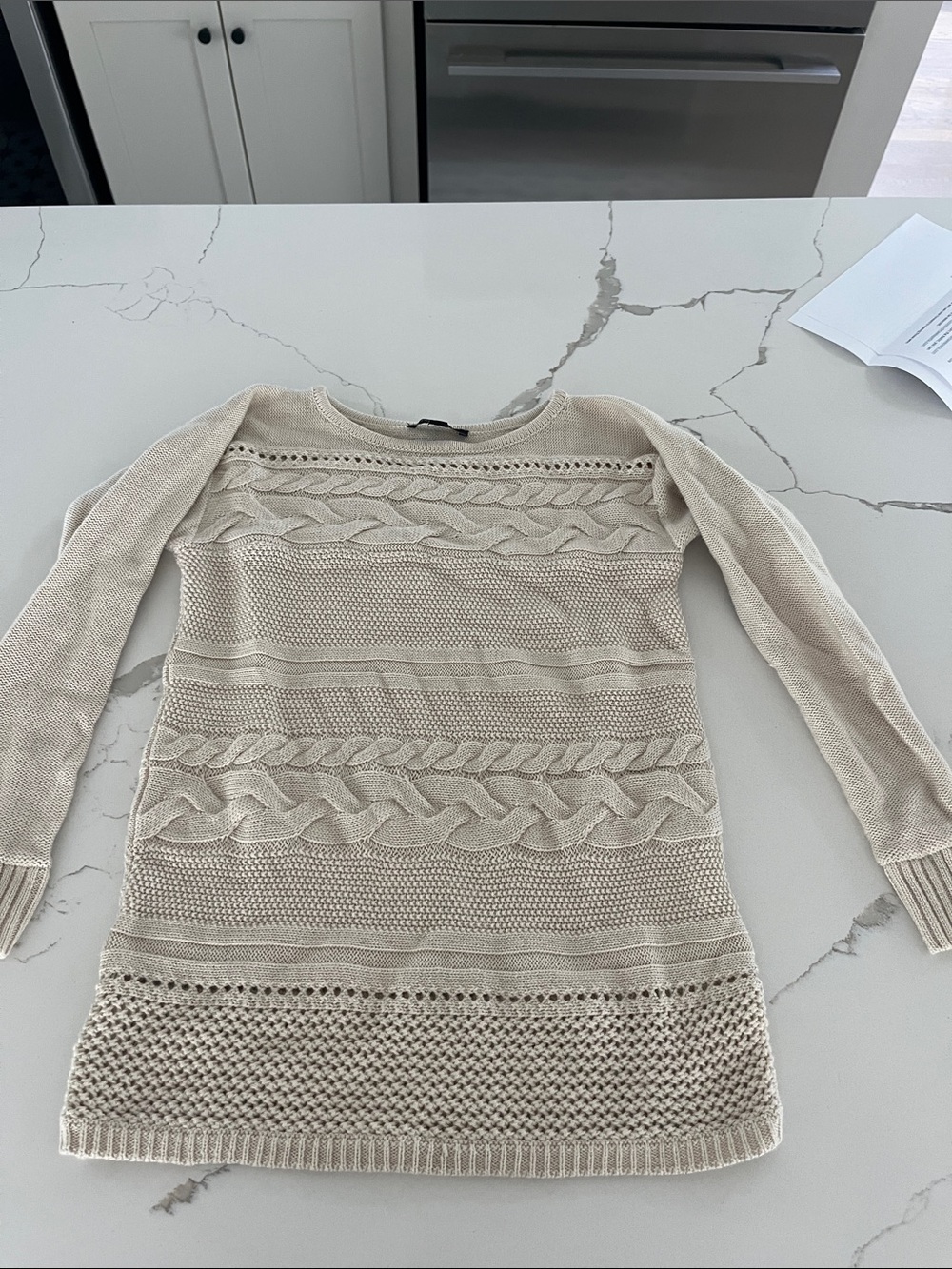 Ivory Cable Knit Long Sleeve Sweater